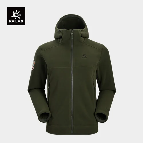 KAILAS 남성용 두꺼운 플리스 후드 재킷, 폴라메이트 300, 정전기 방지, 따뜻한 풀 지퍼, 하이킹, 캠핑, 아웃웨어, 가을, 겨울, KG2332121