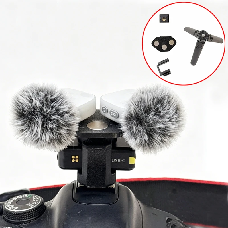 1Set For DJI MIC Mini2 Microphone Magnetic Quick-Release Cold Shoe Mount Multifunctional Finger Mic Bracket Handheld Tripod