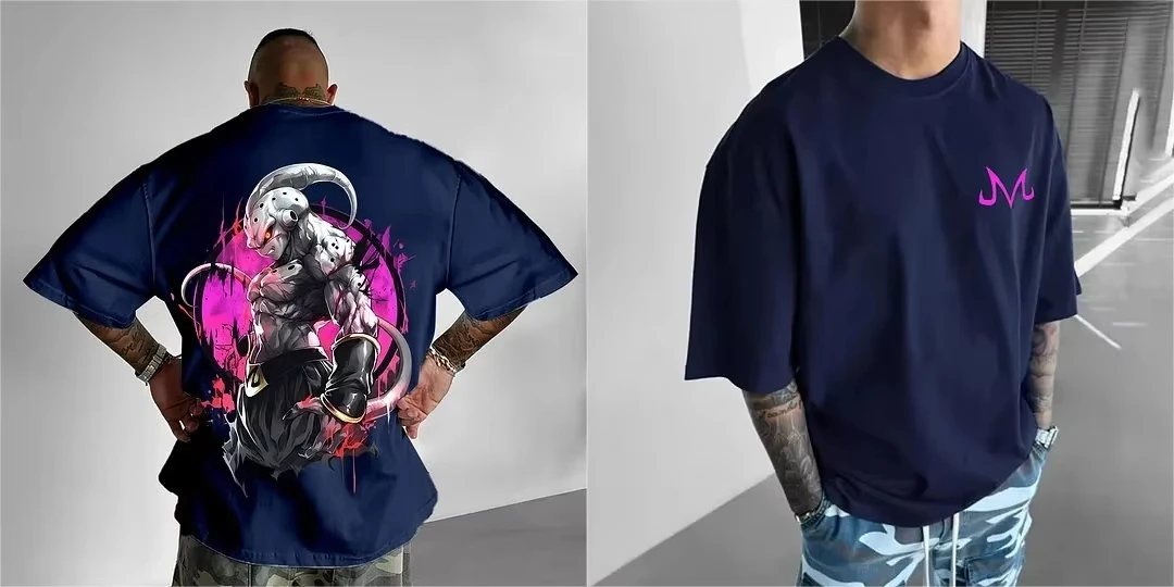 Broly Dragon Ball Animation Derivatives Loose Version Men Anime Muscle Graphics Streetwear Ink Splash Demon Horn Cotton