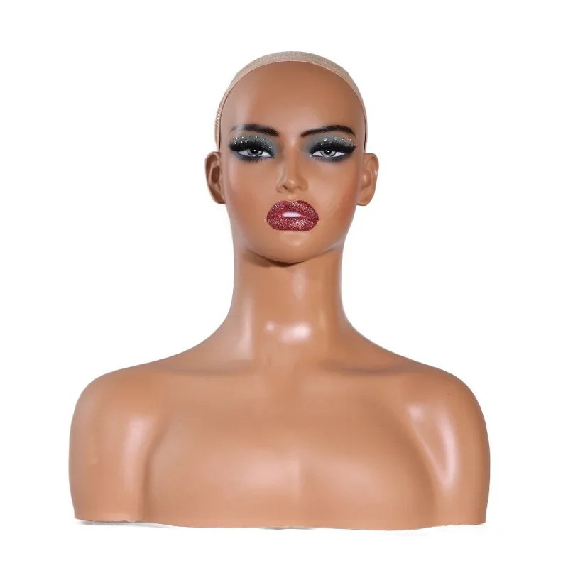 Female Mannequin Dummy Head with Shoulders for Wigs Hat Jewelry Display Realistic Manikin Model Head Bust