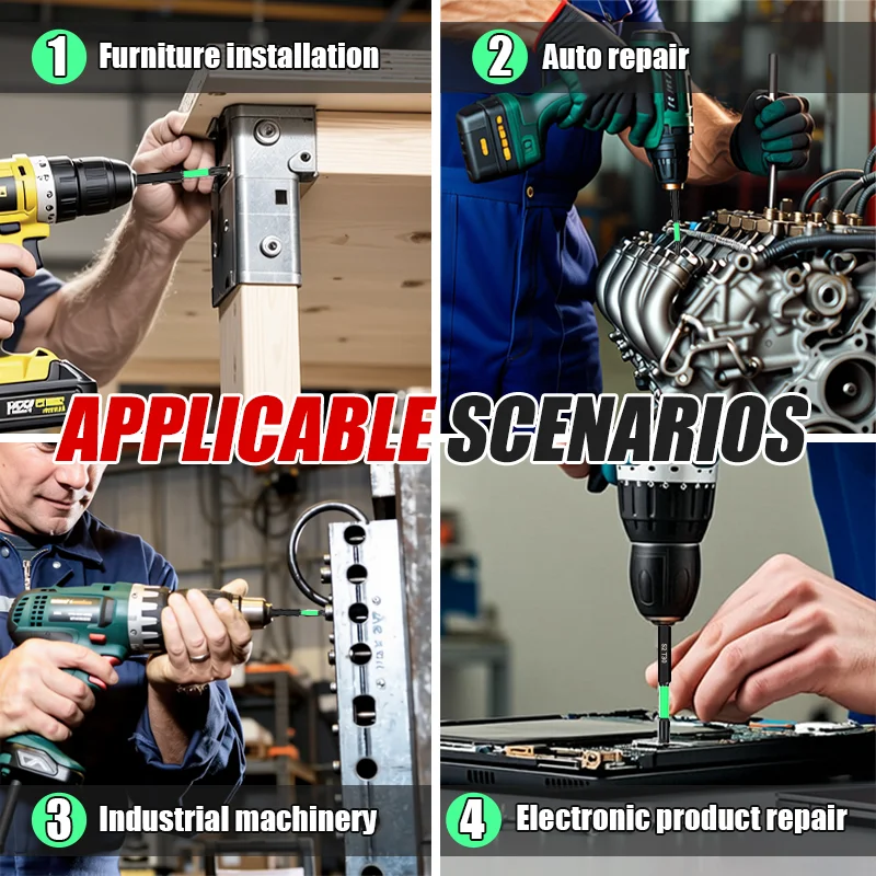 قوية المغناطيسي الصليب مفك بت S2 صلابة عالية المضادة للصدمات دفعة رئيس عدم الانزلاق شنيور يعمل بالبطارية بت مجموعات #4