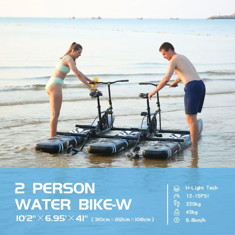 Spatium New Arrival Inflatable 2 Person Stand Up Pontoons Sea Aqua Water Bike Bicycle For Sale