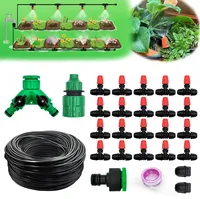 10M-30M Mist Irrigation Kits Plant Watering System, 1/4”Drip Tubing Hose and Two-Ways Connector, Locking Misters, DIY Automatic