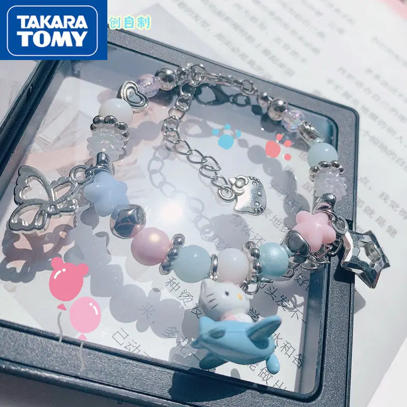 

TAKARA TOMY Girl's Homemade Beaded Love Pentagram Sweet and Cute Bracelet Student Colorful Childlike Shiny Girlfriend Bracelet