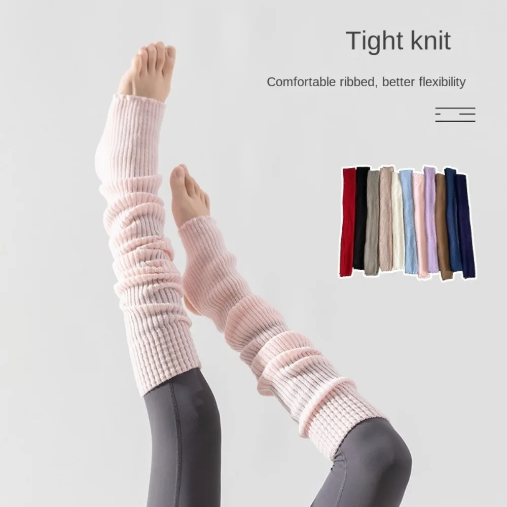 

New Solid Color Ballet Yoga Over-knee Stockings Warm Casual Soft Knee Cover Stylish Elastic Wool Knitted Warm Socks Women