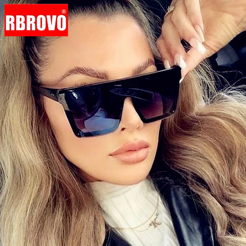 

Очки RBROVO в квадратной оправе UV400 для мужчин и женщин, солнцезащитные аксессуары большого размера с градиентом, роскошные брендовые дизайнерские, для улицы