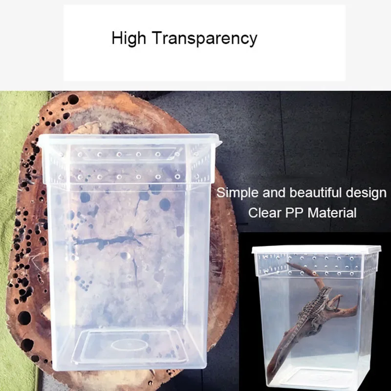 Caja de cría para mascotas reptiles de alta transparencia, caja de alimentación para mascotas para gatear, lagarto, gusano de seda, escorpión, escarabajo, caja para insectos, jaula para casa de mascotas