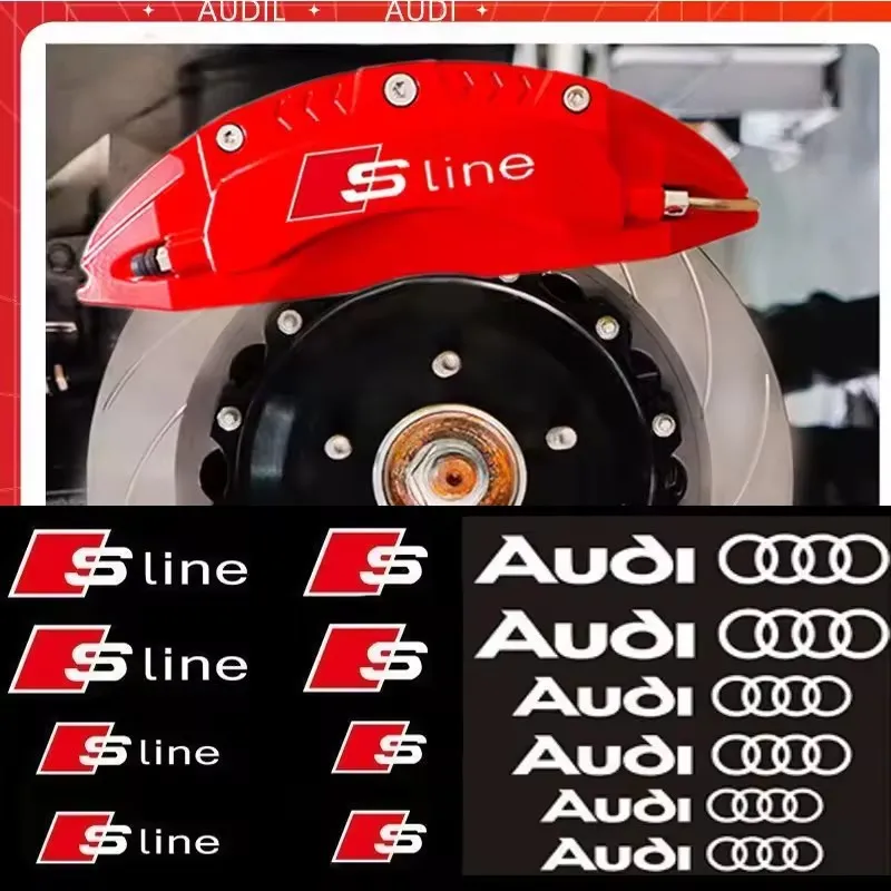 6Pc Car Brake Caliper Sticker High Temperature Waterproof Decal for Audi S3 S5 S1 S4 S2 S6 RS3 RS4 RS5 RS6 RS8 B8 B6 TT A3 A4 A5
