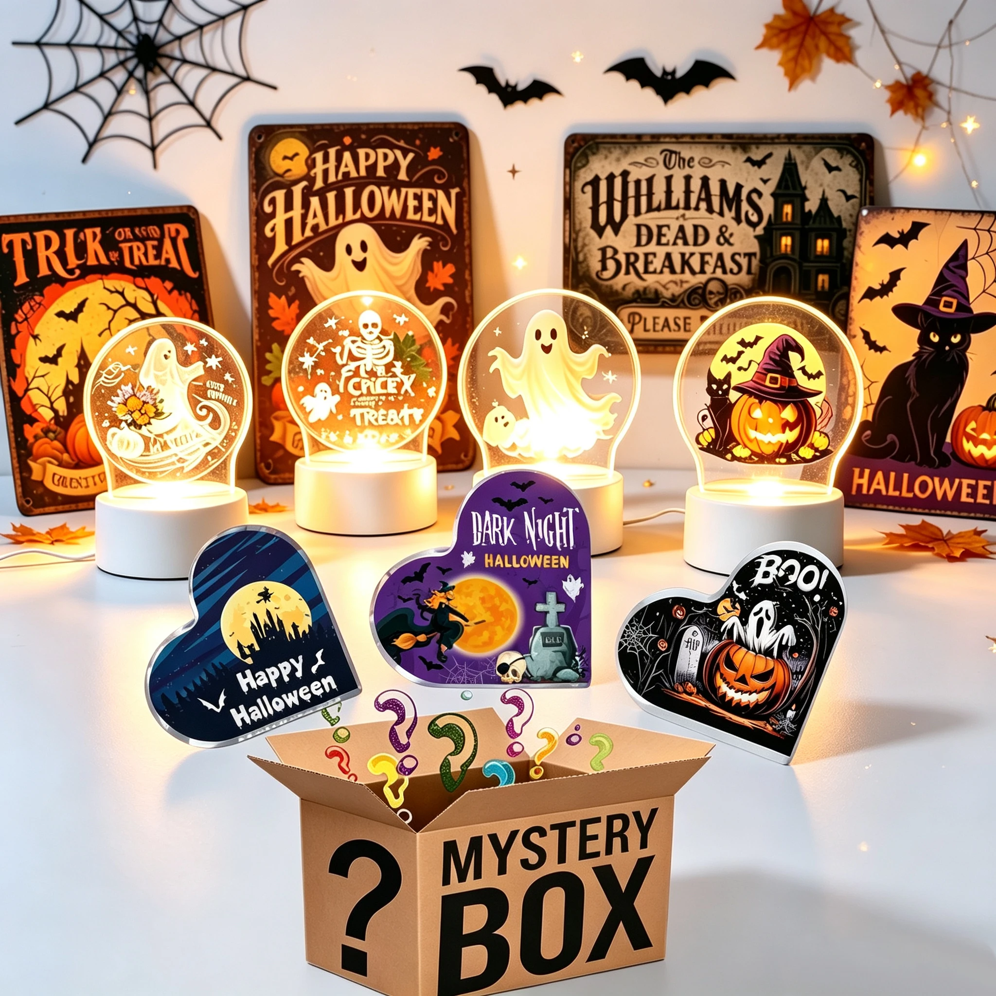 Halloween Acrylic Stand Tabletop Decor, Random Assorted Designs, Holiday Desktop Ornament Gift for Party Home Decoration