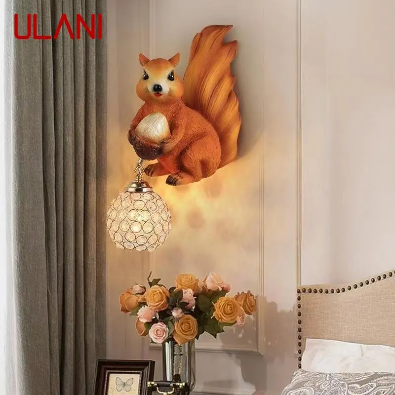 

ULANI Modern Resin Wall Lamp LED Indoor Creative Simulation Squirrel Sconce Light for Home Living Room Bedroom Corridor