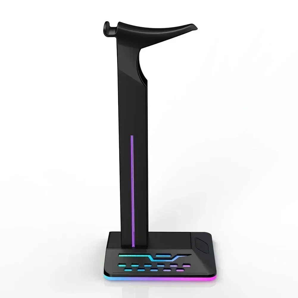 RGB Lights Headphone Stand With Dual USB Ports Headphone Holder For All Headsets Gamers Gaming PC Accessories Desk