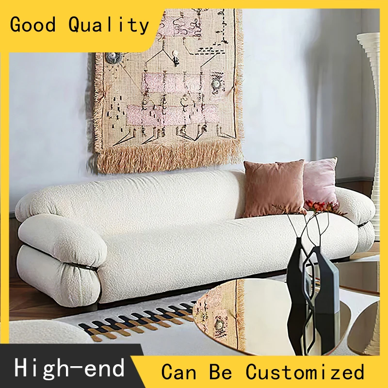 

Cloth Sofa Nordic Art Design Steel Ring Straight Row Leisure Couch Bedroom Armchair Home Furniture European Style New Arrival