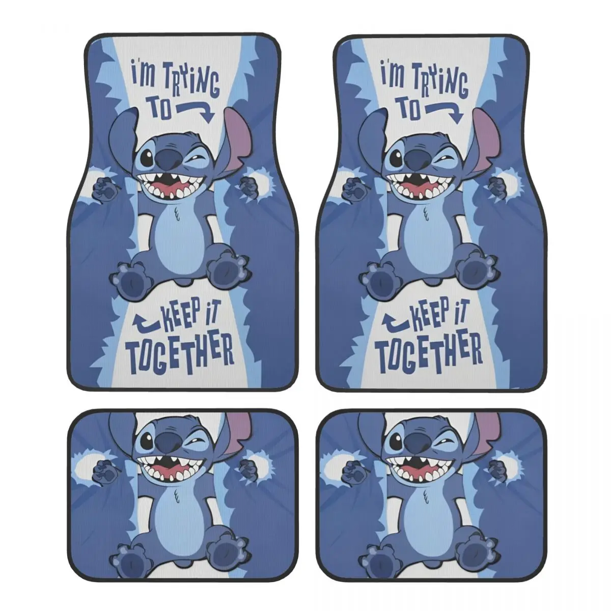 

Stitch And Angel Car Floor Mats Carpet Full Set Anti-Slip anime cartoon Universal Automotive Floor Mat Fit for Mid Trucks