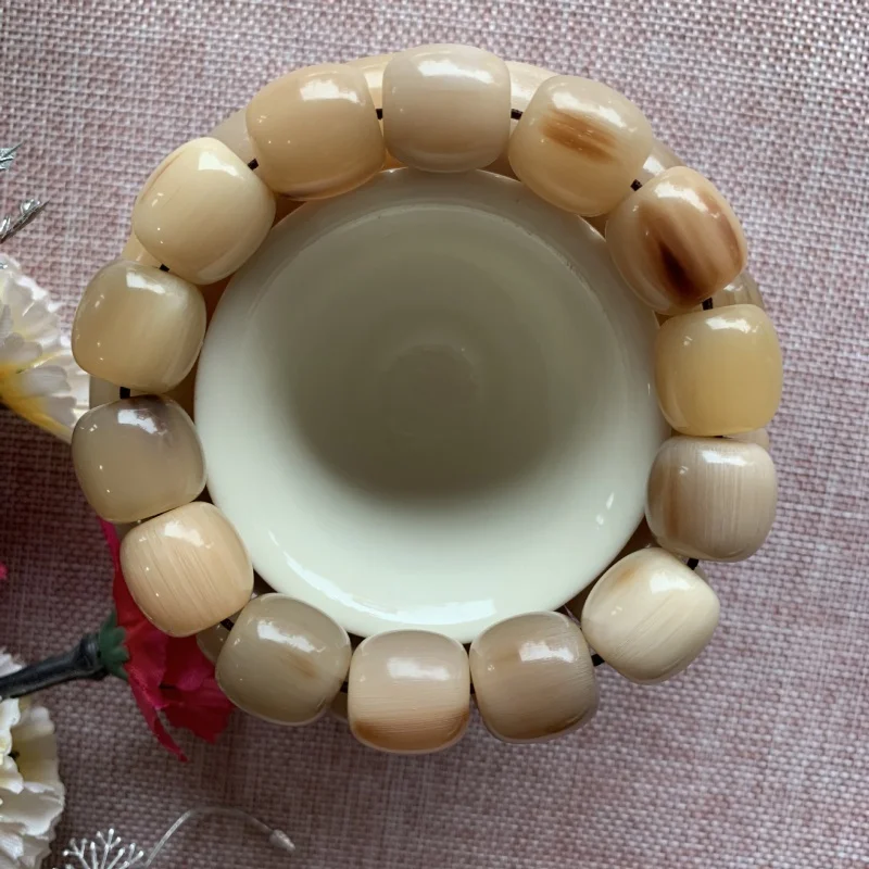 White Horn Bracelet Barrel Beads White Barrel Beads Bracelet Horn Buddha Beads Bracelet Horn Bracelet Horn Comb Factory Wholesal