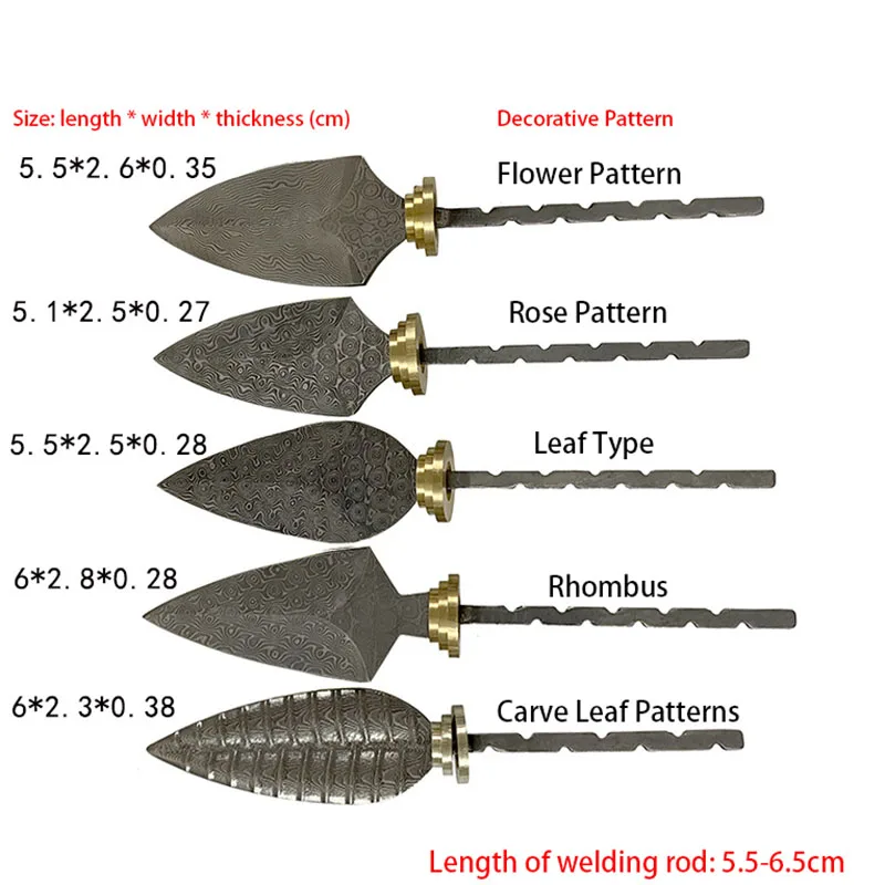 Damascus Steel Semi-finished DIY Tea Knife  Handmade  Pu\'er Tea Fixed Blade Knife Embryo Rosette Pattern Hand Tool Accessories