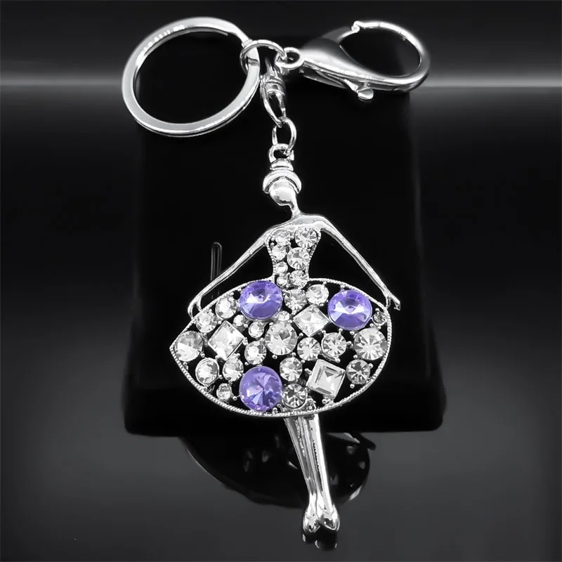 

BALLET DANCER Elegant Shiny Crystal Key Chain for Women Girls Alloy Rhinestone Ballerina Key Ring Jewelry Souvenir Gift K9254S05