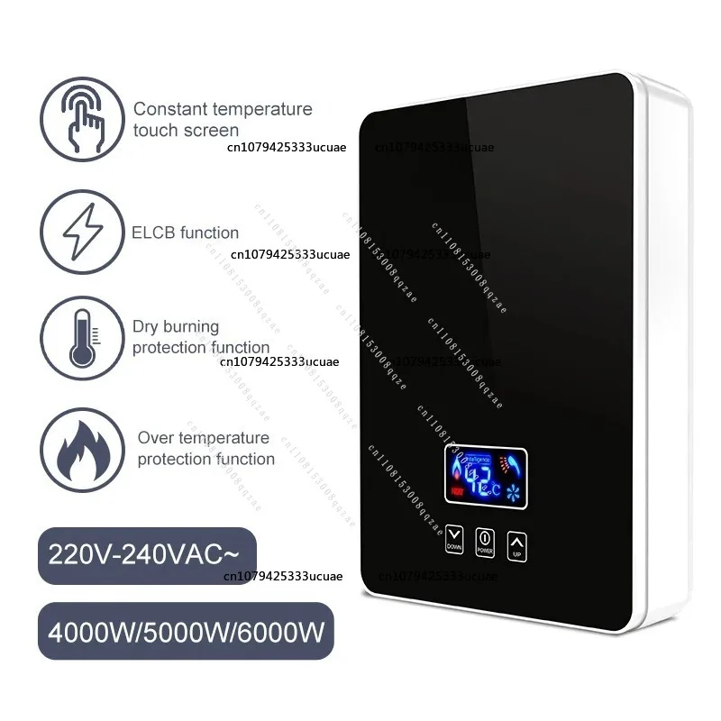 220V 6kw Instant Tankless Bomba Electric De Agua De Ducha for Hotel Use Tankless Water Heater Support Tuya