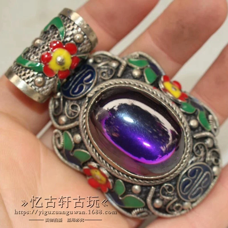 

And Vintage Crafts, Antique- White Copper Cloisonné Zircon Pendant, Retro Ethnic Style