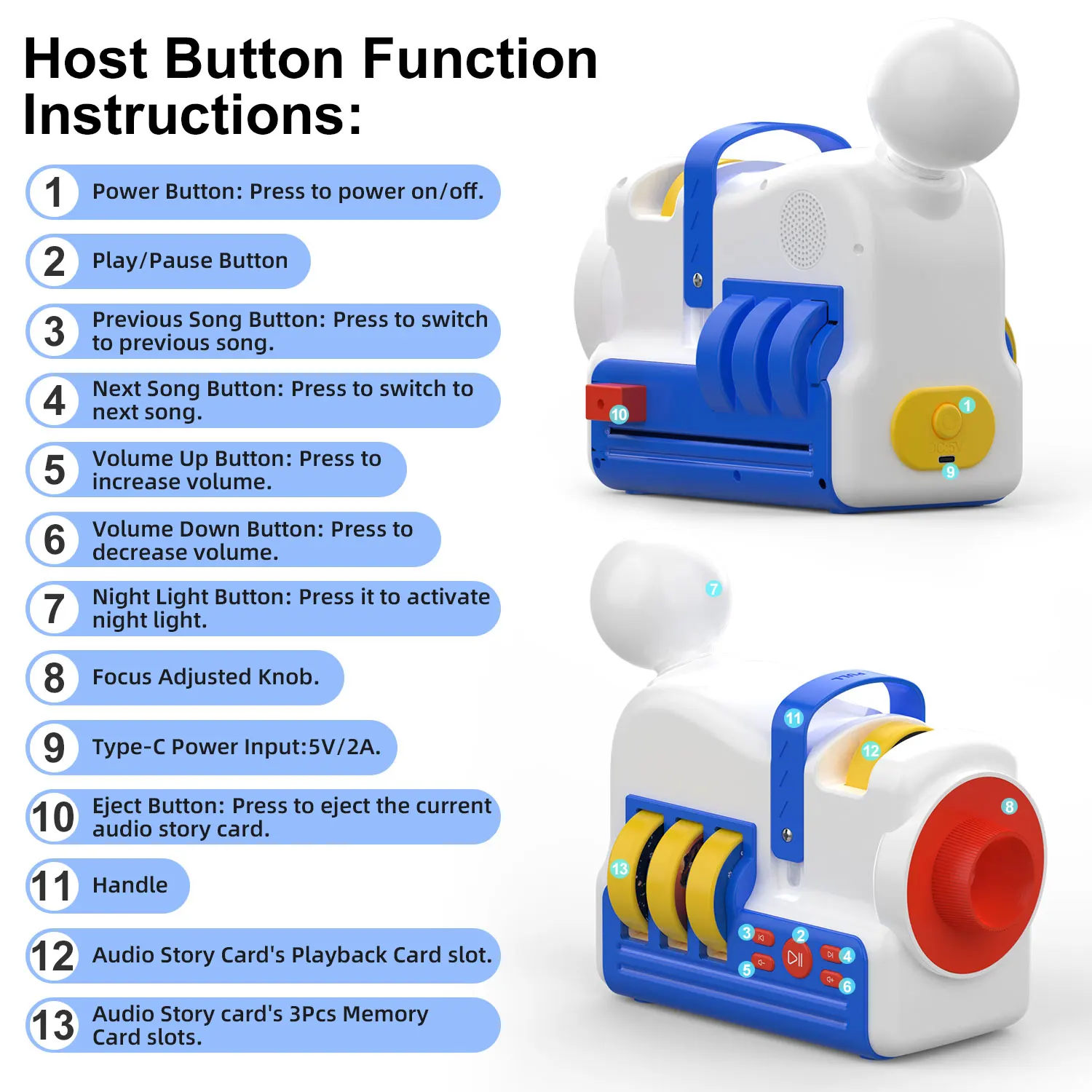 Story Machine Storytelling Toy Audio Book Night Light Toy Gift Suitable For Toddlers And Children Aged 3 and Above