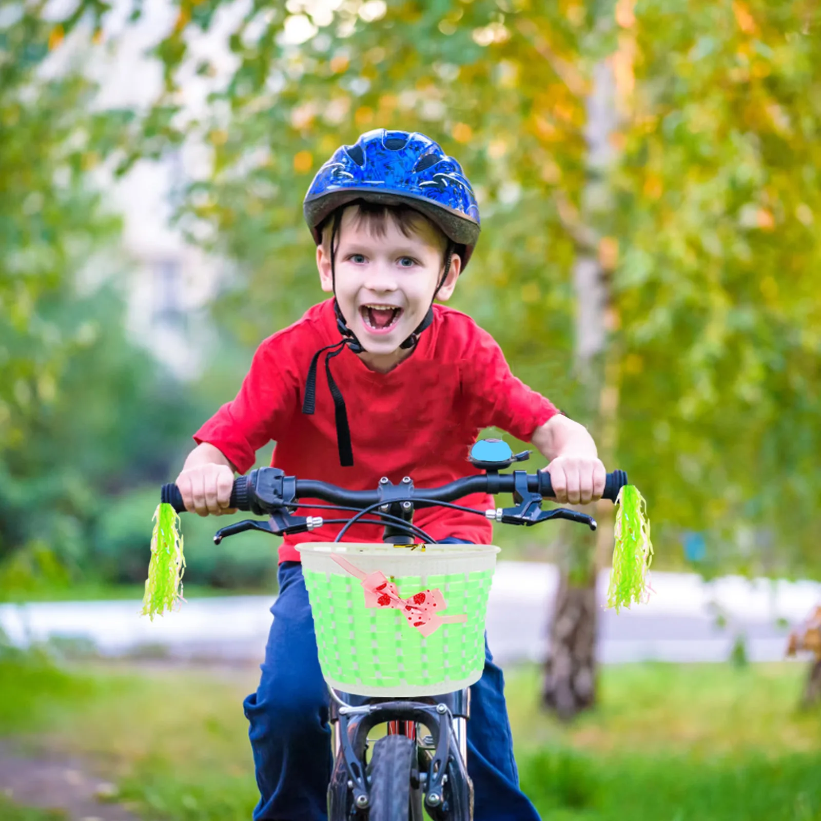 1 مجموعة سلة دراجة للأطفال الجبهة المنسوجة تخزين المقود اللافتات دراجة دراجة أطفال اكسسوارات السلامة الديكور #6
