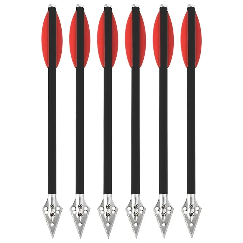 

6/12pcs Archery Blade Crossbow Hunting Carbon Arrow Short Arrow Red Rubber Feathers for Outdoor Shooting Hunting Accessories