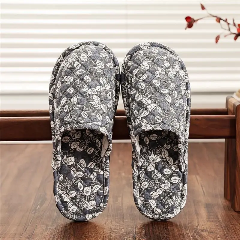 Couple's Four Seasons Home Indoor Silent and Mute Pure Cotton Fabric Sole Soft Sole Non Harmful Solid Wood Floor Slippers image 3