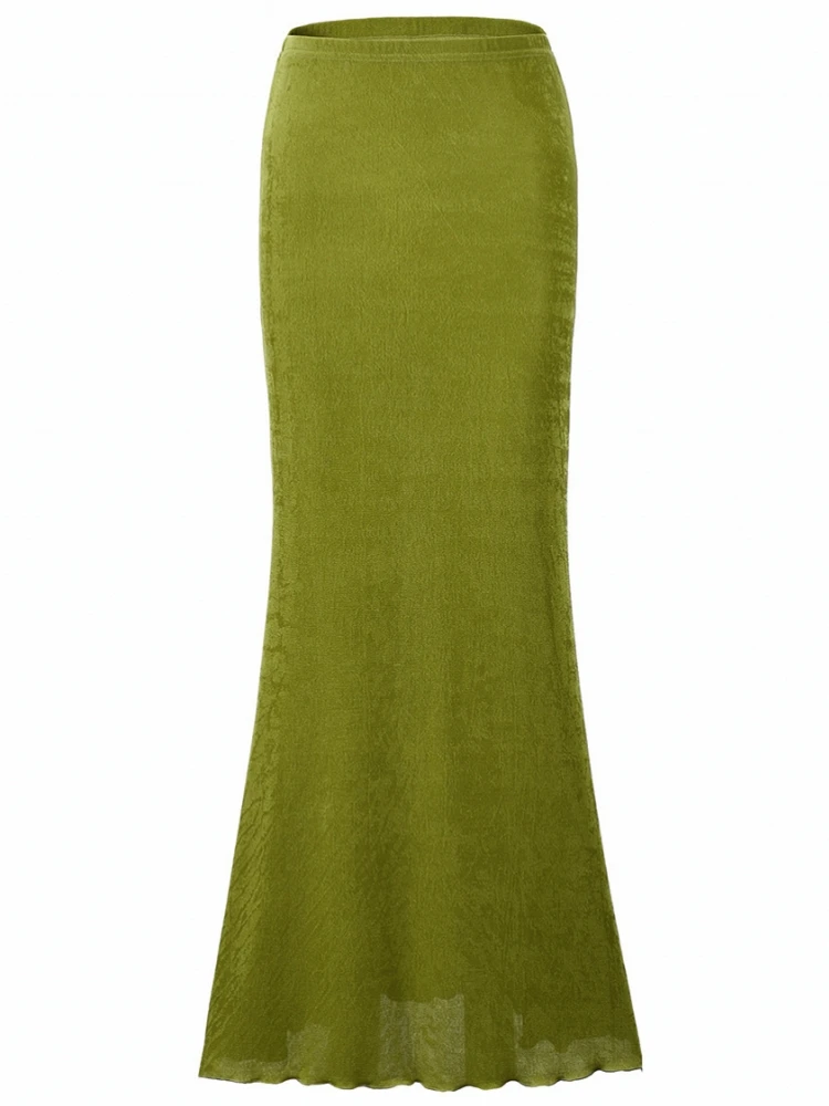 

Elegant Green Trumpet Skirts Fashion Slim High Waist Skirts Women Female Solid Office Long Skirt Autumn Winter Elegant Mujer