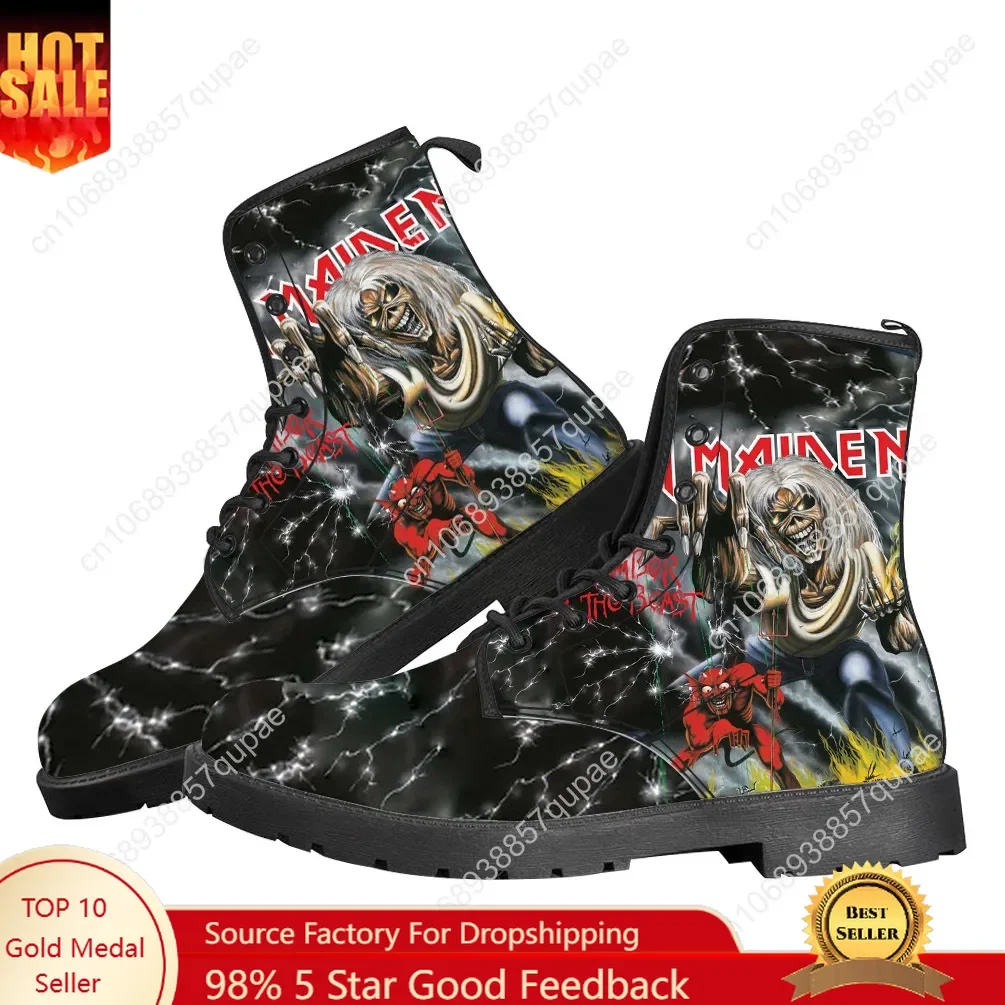 

Maidens Heavy Metal Rock Band Casual Boots Singer Music Mens Womens Teenager Shoes Fashion 3D Boot Couple Customize Made Shoe