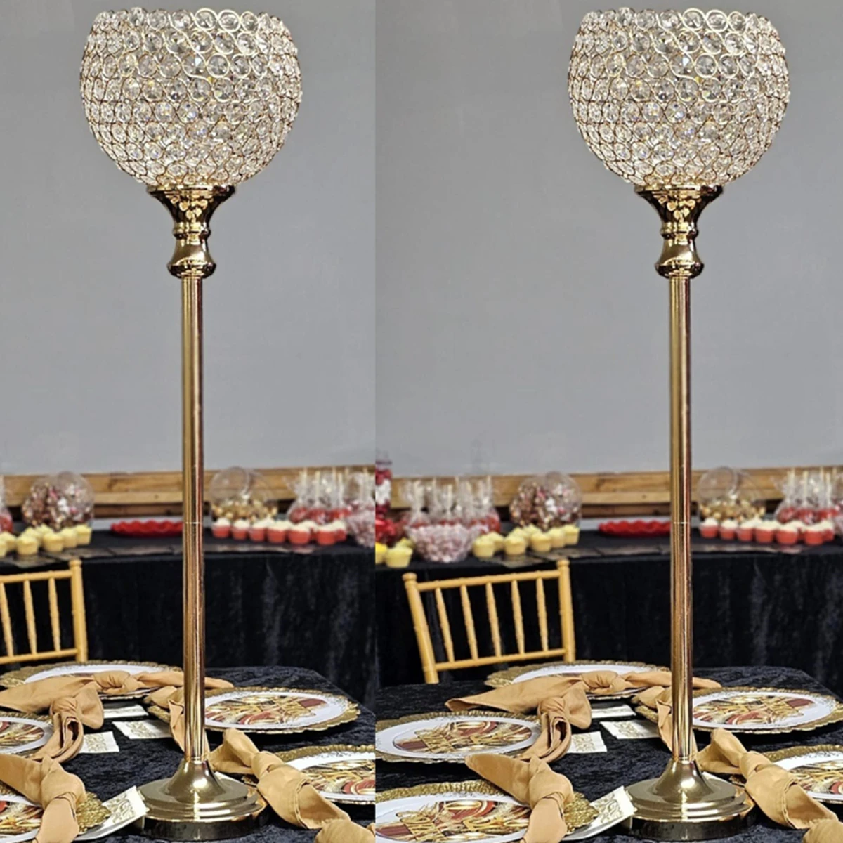 5pcs/10pcs)Crystal Candelabra Candle Holder Wedding Centerpiece Flower Bowl Candle Holder Without Pendants 1314