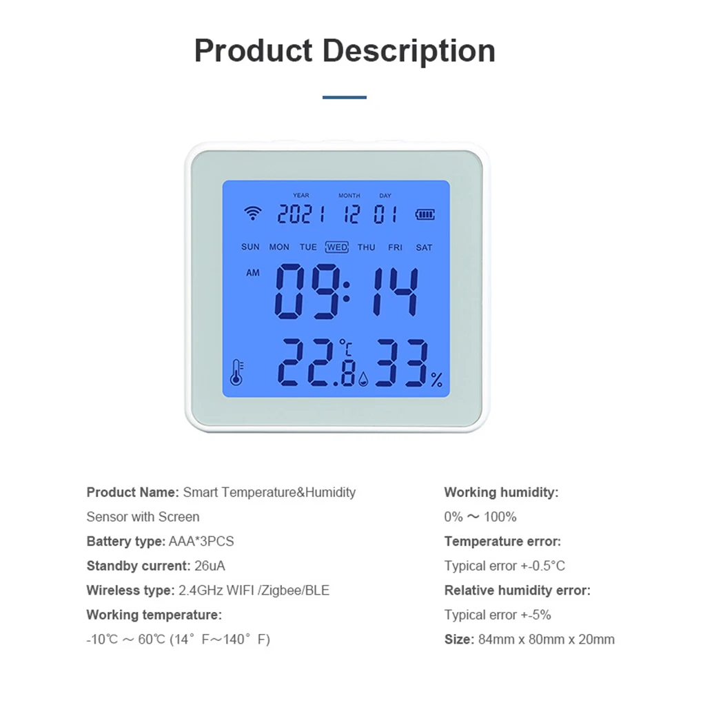 Tuya Zigbee Temperature Humidity Sensor LCD Real-time Hygrometer Thermometer High Accuracy Voice Control Measuring