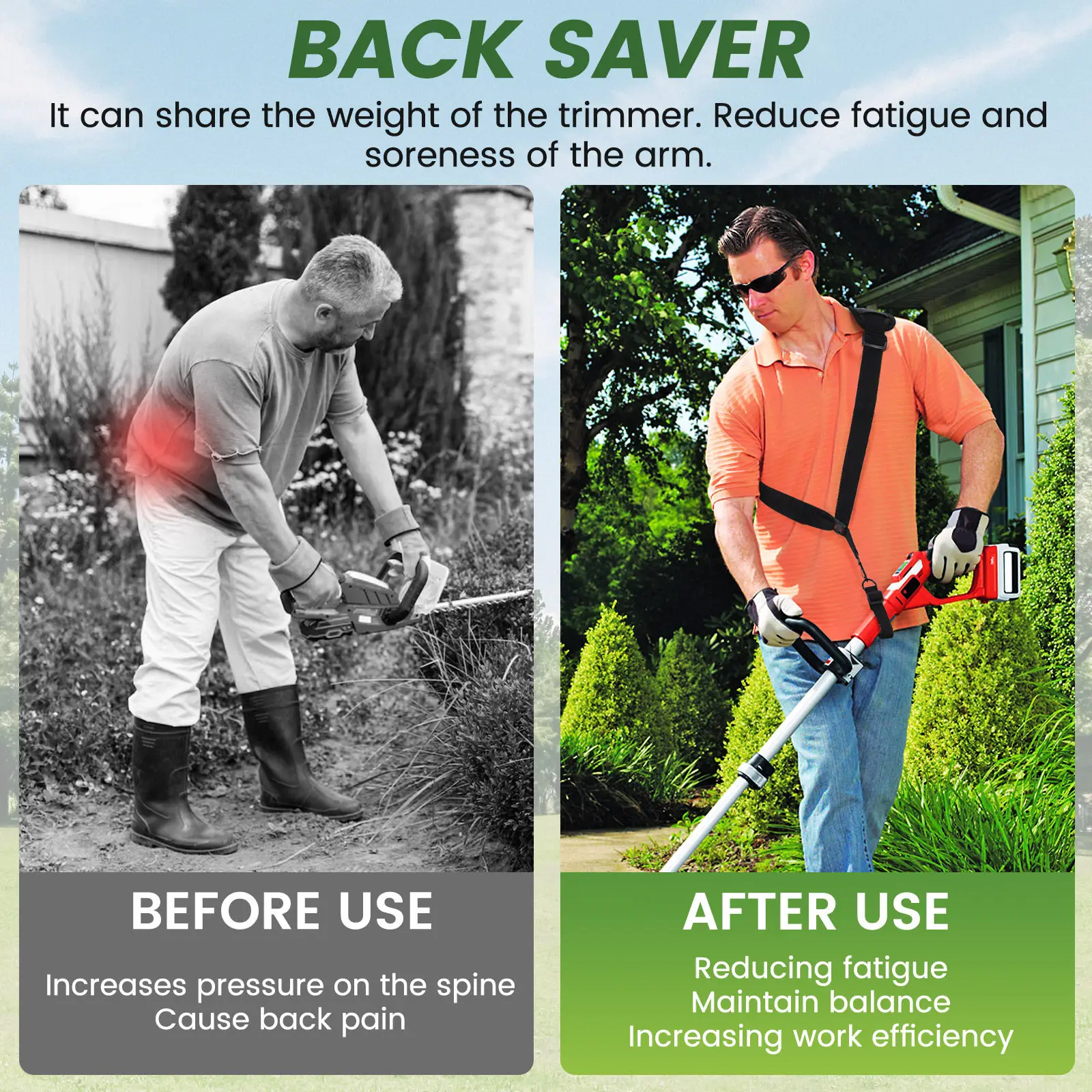 1Pcs Premium Nylon Adjustable Grass Trimmer Shoulder Strap for Hay Mower Brush Cutter Universal Lawn Tool Support Reduces Arm