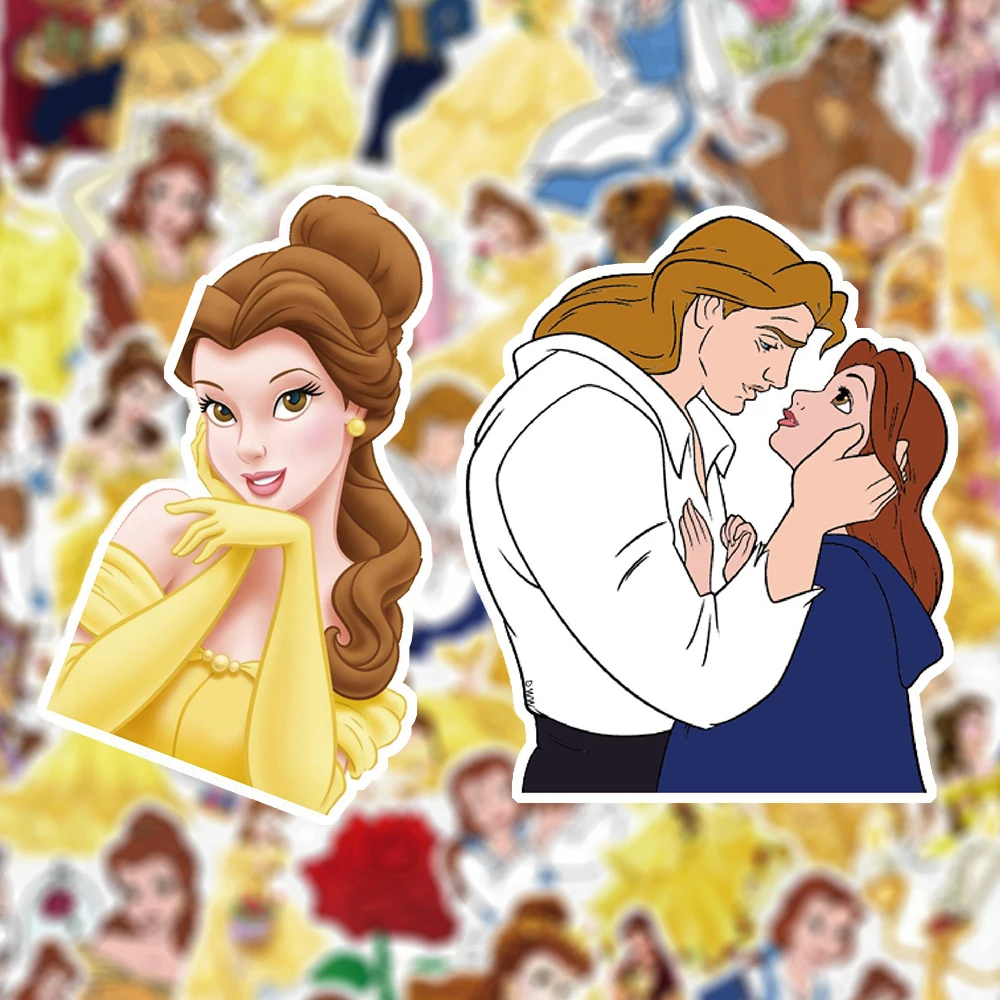 

10/30/50pcs Disney Cartoon Beauty And The Beast Stickers Belle Princess Sticker DIY Suitcase Laptop Guitar Phone Decals Toy Gift