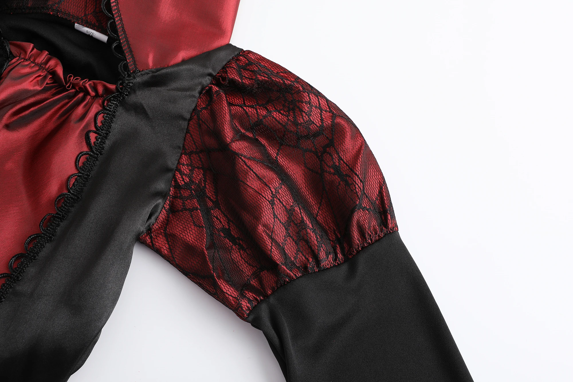 Halloween-Mädchen-Vampir-Königin-Rollenspiel-Outfit Schwarzes Rotes Langes Kleid Mit Kragen Für Bühnenauftritte – Detail 9