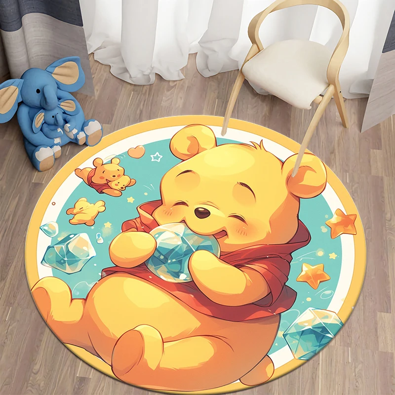 Winnie the Pooh Cute Cartoon Print Round Carpet.Bedroom,Balcony,Entry Door,Sofa,Chair Non-slip Mat.Gift,Picnic,Home Decorat,Rug