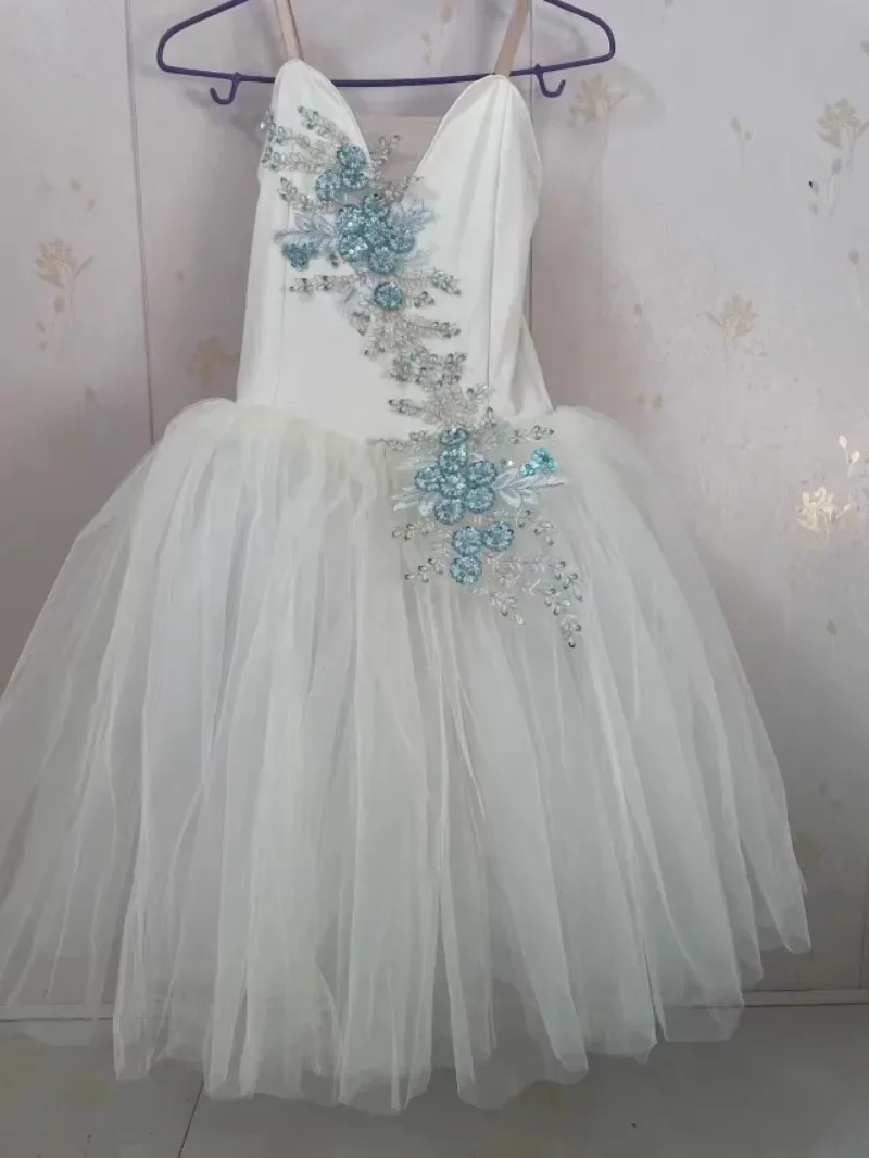 

Женский балетный костюм для девочек, балетное танцевальное платье, юбки-пачки для девочек, фатиновая танцевальная одежда, бежевая длинная романтическая балетная пачка