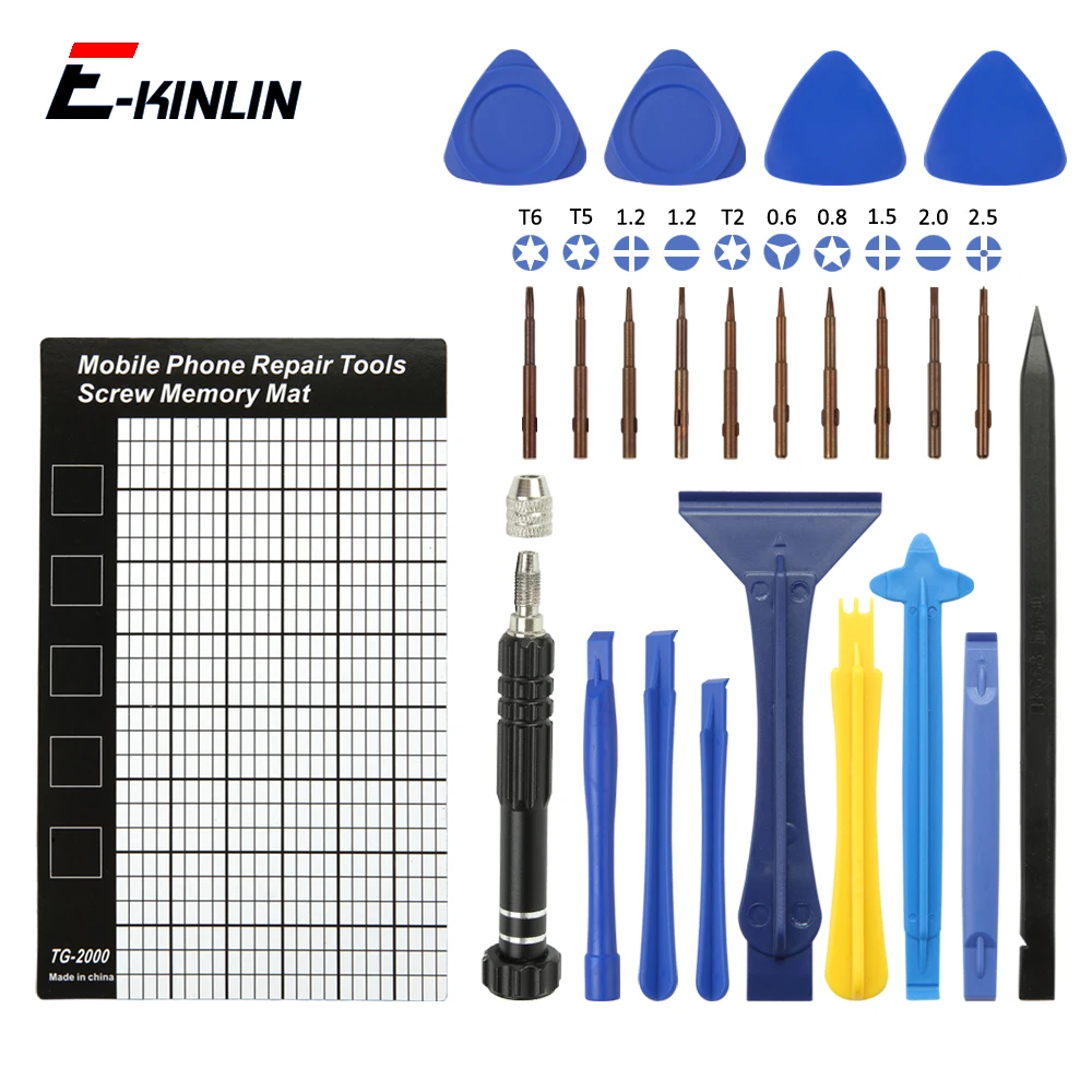 

23 in 1 Magnetic Memory Pad Mat Torx Cross Pentalobe Screw Bits Bolt Screwdriver Spudger Pry Crowbar Disassembly Opening Tools