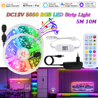 DC12V 5050 RGB LED Strip Light 5M 10M Kit Led Strip Lighting Music Sync Color Changing Party Wifi Controller for Alexa Google