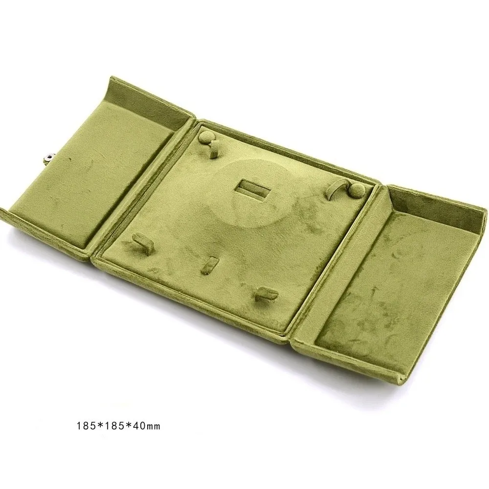 New Velvet Necklace Storage Box Double Door Solid Color Jewelry Display Box Multi-functional Rings Bearer Box
