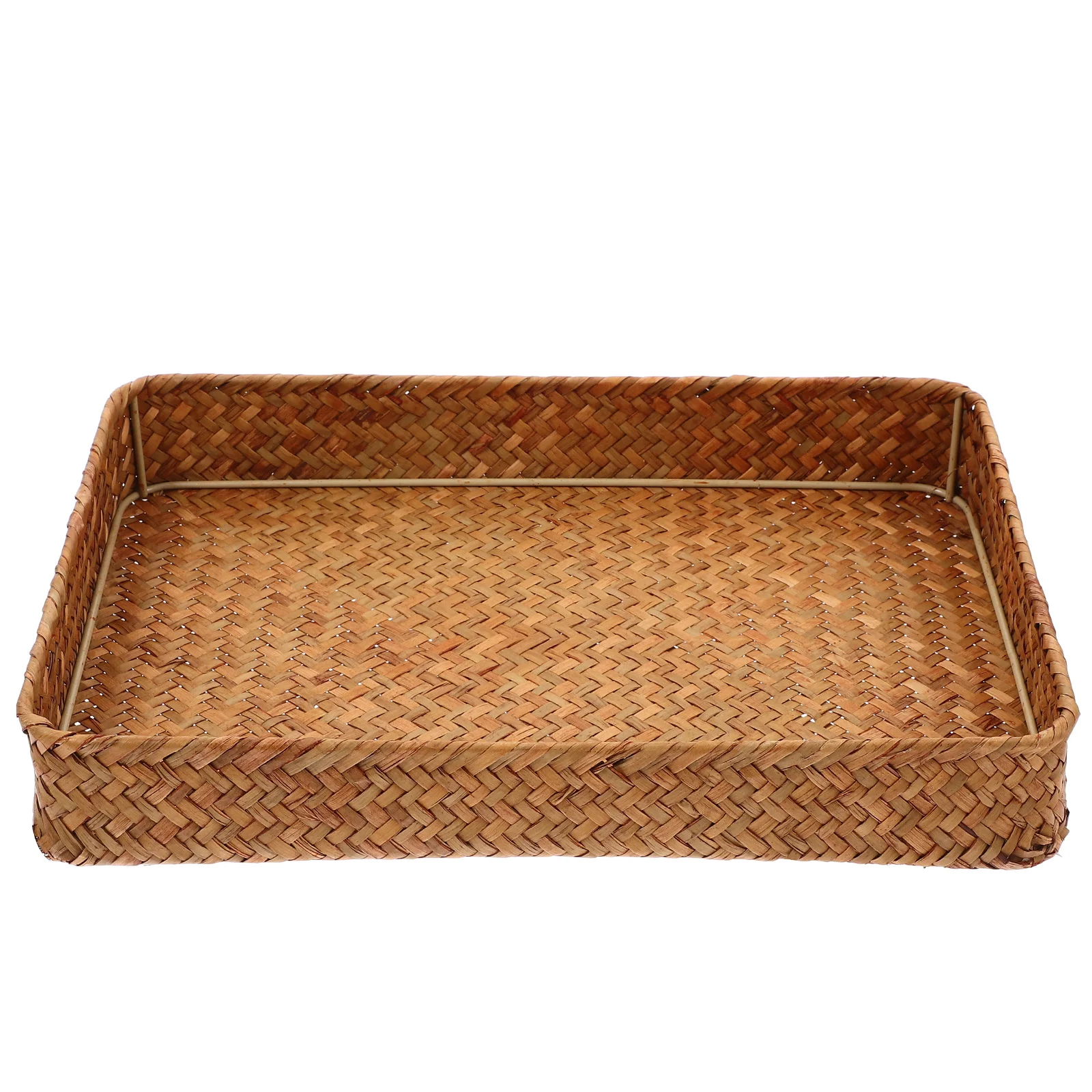 

Rectangle Woven Storage Tray Food Serving Kitchen Fruit Plate Tea Table Organizer Woven Fruit Basket Home Storage Basket