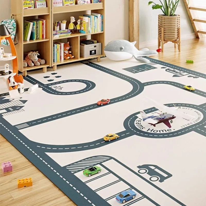 Cartoon Airport Taxiway Crawling Rug Reading Area Kitchen Mat PVC Waterproof Oil-proof Easy To Clean Leather Carpet Alfombra 주방