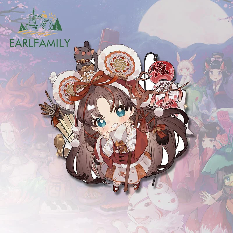 

EARLFAMILY 13 см x 12,6 см для Onmyoji игра Qimemaxita милые Chibi автомобильные наклейки солнцезащитные простые наклейки доска для серфинга Стайлинг автомобиля