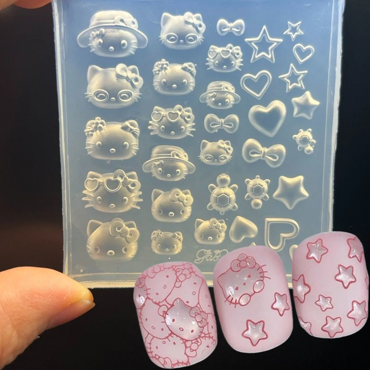 1pc Silicone Hello Kitty Cake Nail Art Decoration Mold DIY Nail Embellishment Manicure Design Reusable Nail Stamping Accessories