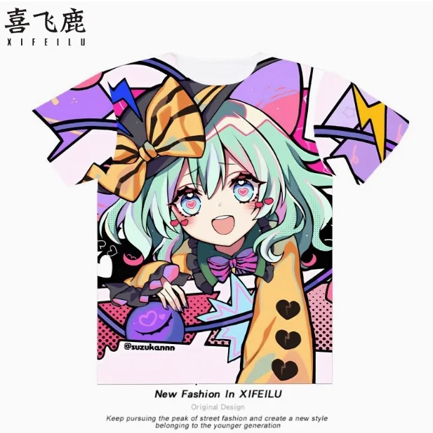 Anime Touhou Project Komeiji Koishi Short Sleeve T-shirt Summer Cosplay Costume Casual Student Loose Tops