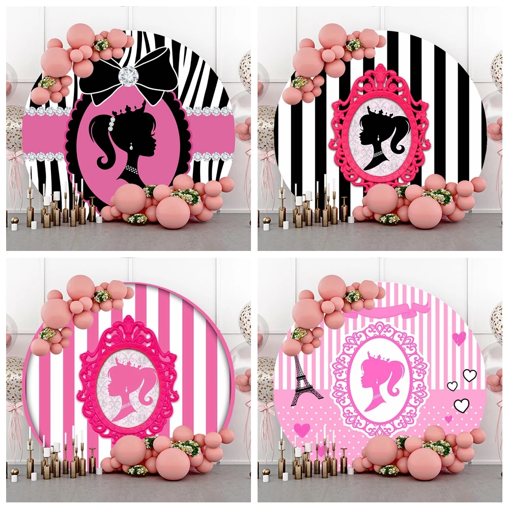 공주 소녀 생일 파티 라운드 배경 커버 뷰티 파티 베이비 샤워 초상화 사용자 정의 사진 배경 스튜디오 소품