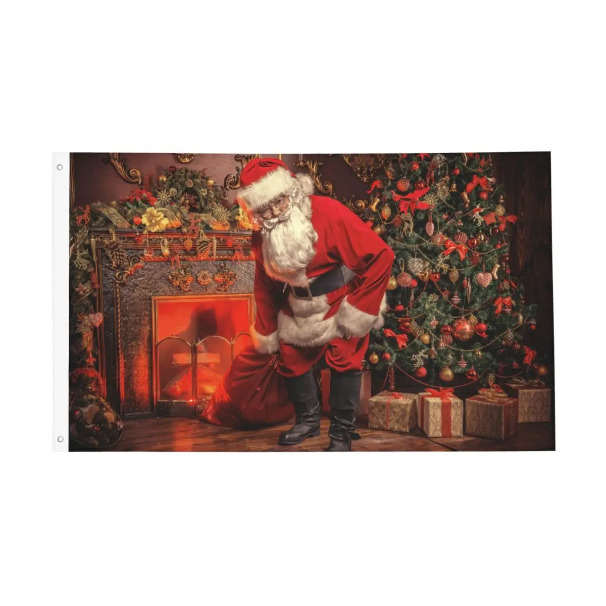 Santa Claus Christmas Tree Flags Fade Proof Indoor  Banner Nordic Merry Christmas New Year All Weather Hanging Decoration 3x5 FT