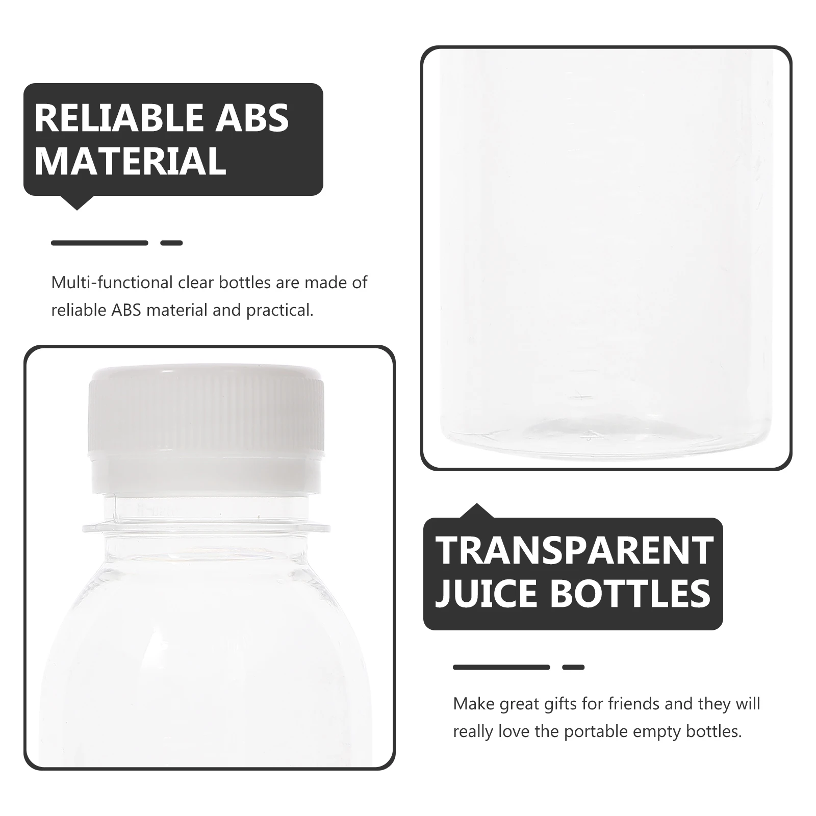 

10pcs Milk Bottles Portable Empty Clear Juice Drinking Reusable Household Transparent Leakproof Flat Bottom for Travel Outdoor