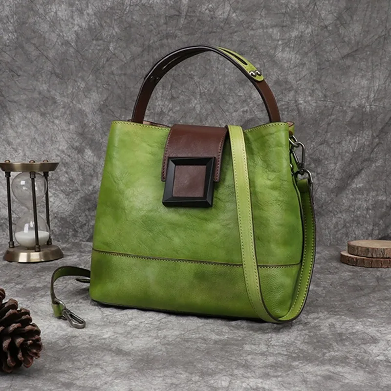 

Genuine leather bag wholesale vintage genuine leather crossbody bag tree wax leather multifunctional women's handbag crossbody b