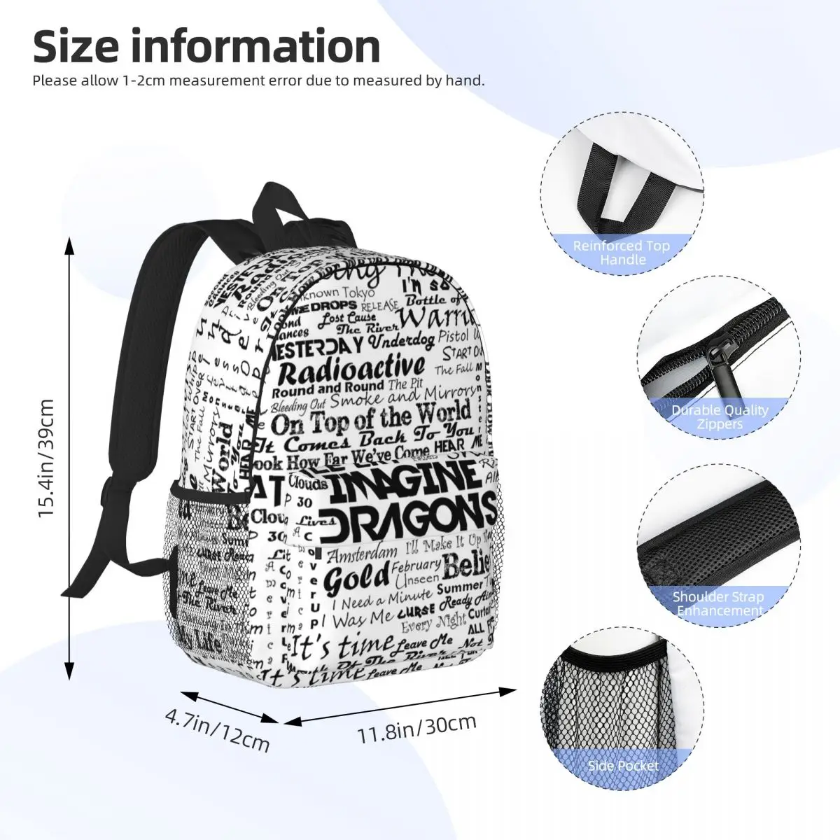 Imagine Dragons Backpack Student Boys Girls BookBag Kids School Bag Laptop Shoulder Bags for Men Women