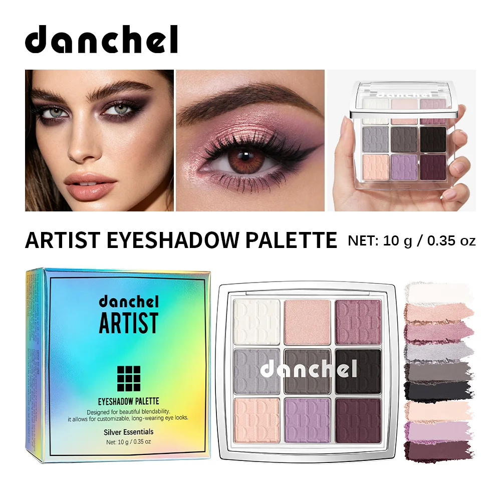 Artist Eyeshadow Palette Buildable Blendable Texture Anti Smudging Long Wear Transparent Grid Design 9-shade Eyeshadow Palette