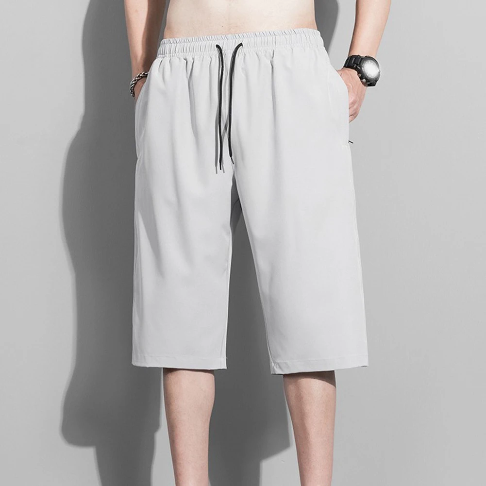 Men's Loose Fit Ice Silk Short Pants Quick Dry Elastic Waist Drawstring Sport Shorts for Running Jogging Summer Wear